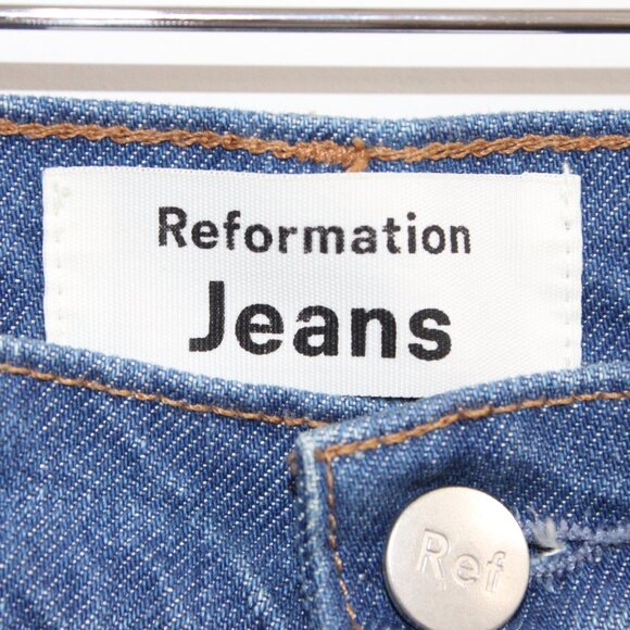 Reformation Blue High-Rise Straight Leg Cynthia  Jeans 28 - Picture 3 of 9